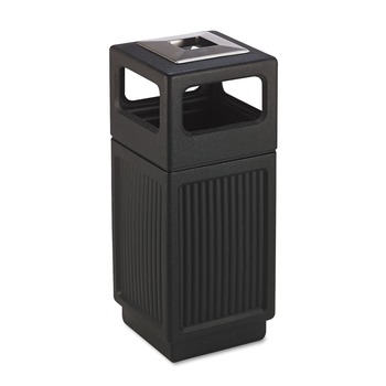 PRODUCTS | Safco Canmeleon 15-Gallon Polyethylene Recessed Panel Receptacles - Black