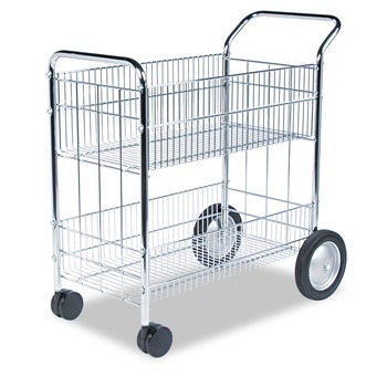 PRODUCTS | Fellowes Mfg Co. 21.5 in. x 37.5 in. x 39.25 in. Wire Mail Cart - Chrome
