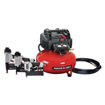 PRODUCTS | Factory Reconditioned Porter-Cable 3-Piece Nailer and 0.8 HP 6 Gallon Oil-Free Pancake Air Compressor Combo Kit