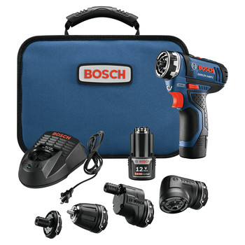 PRODUCTS | Factory Reconditioned Bosch 12V Lithium-Ion Max FlexiClick 5-In-1 1/4 in. Cordless Drill Driver System Kit (2 Ah)