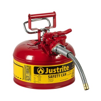 PRODUCTS | Justrite 7210120 1 Gallon Type II AccuFlow Steel Safety Can with 5/8 in. Metal Hose - Red