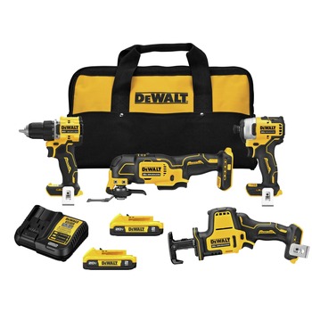 PRODUCTS | Dewalt 20V MAX ATOMIC Brushless Lithium-Ion Cordless 4-Tool Combo Kit with 2 Batteries (2 Ah)