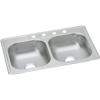 PRODUCTS | Elkay D233224 Dayton 33 in. x 22 in. x 6-9/16 in. Equal Double Bowl Drop-in Stainless Steek Sink