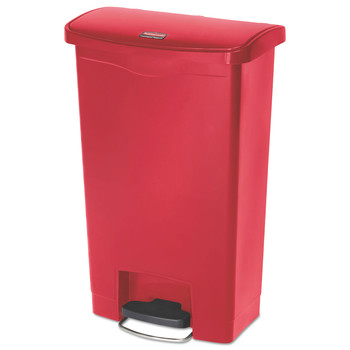 PRODUCTS | Rubbermaid Commercial Streamline 13-Gallon Front Step Style Resin Step-On Container - Red