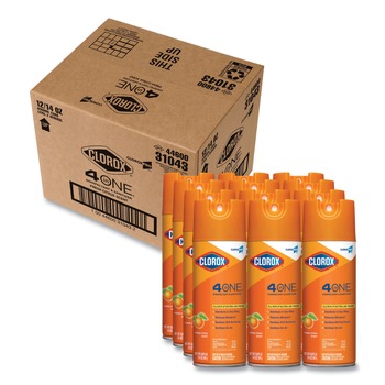 PRODUCTS | Clorox 31043 14 oz. Citrus 4-in-1 Disinfectant and Sanitizer Aerosol Spray (12/Carton)