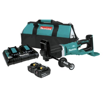 DRILLS | Makita XAD04PT 36V (18V X2) LXT Brushless Lithium-Ion 7/16 in. Cordless Hex Right Angle Drill Kit with 2 Batteries (5 Ah)