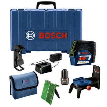 ROTARY LASERS | Factory Reconditioned Bosch 12V Green-Beam Cross-Line Laser with Plumb Points