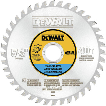 CIRCULAR SAW BLADES | Dewalt DWA7771 30T 5-1/2 in. Stainless Steel Metal Cutting with 20mm Arbor
