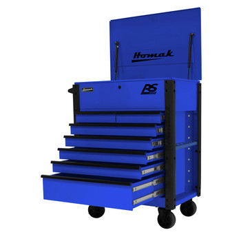 PRODUCTS | Homak BL06035247 35 in. 7-Drawer Flip-Top Service Cart - Blue