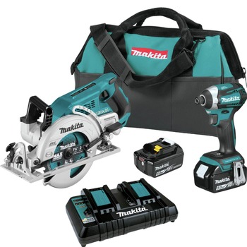 COMBO KITS | Makita XT295PT 18V X2 LXT Brushless Lithium-Ion 3 Speed Cordless Impact Driver and 7-1/4 in. Circular Saw Combo Kit with 2 Batteries (5 Ah)