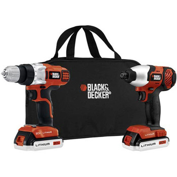 Black & Decker BDCD220IA 20V MAX Cordless Lithium-Ion 3\/8 in. Drill Driver & Impact Driver Combo Kit with 2 Battery Packs