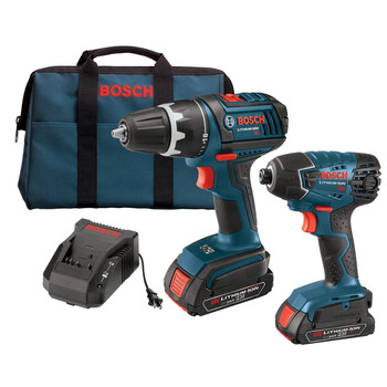 Bosch CLPK232-181 18V 2.0 Ah Cordless Lithium-Ion 1\/2 in. Drill Driver and Impact Driver Combo Kit Bosch CLPK232-181 18V 2.0 Ah Cordless Lithium-Ion 1\/2 in. Drill Driver and Impact Driver Combo Kit