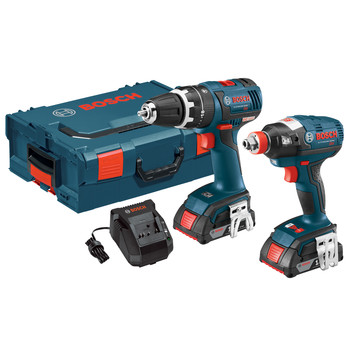 Bosch CLPK250-181L Compact Tough 18V Cordless Lithium-Ion Brushless Hammer Drill & Impact Driver Combo Kit