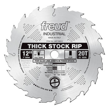 Freud LM71M012 12 in. 20 Tooth Thick Stock Rip Saw Blade Freud LM71M012 12 in. 20 Tooth Thick Stock Rip Saw Blade