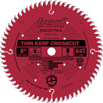 Freud LU74R008 8 in. 64 Tooth Thin Kerf Ultimate Cut-Off Saw Blade Freud LU74R008 8 in. 64 Tooth Thin Kerf Ultimate Cut-Off Saw Blade