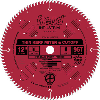 Freud LU74R012 12 in. 96 Tooth Thin Kerf Ultimate Cut-Off Saw Blade Freud LU74R012 12 in. 96 Tooth Thin Kerf Ultimate Cut-Off Saw Blade