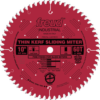 Freud LU91R010 10 in. 60 Tooth Thin Kerf Sliding Compound Miter Saw Blade Freud LU91R010 10 in. 60 Tooth Thin Kerf Sliding Compound Miter Saw Blade