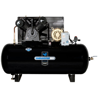 Industrial Air IH9969910 460V 10 HP 120 Gallon Oil-Lube Horizontal Air Compressor with Baldor Motor Industrial Air IH9969910 460V 10 HP 120 Gallon Oil-Lube Horizontal Air Compressor with Baldor Motor