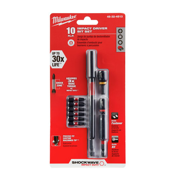 Milwaukee 48-32-4513 10-Piece Shockwave Impact Duty Driver Bit Set Milwaukee 48-32-4513 10-Piece Shockwave Impact Duty Driver Bit Set