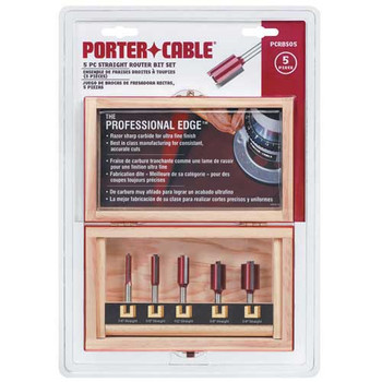 Porter-Cable PCRBS05 5-Piece Straight Router Bit Set with Case Porter-Cable PCRBS05 5-Piece Straight Router Bit Set with Case