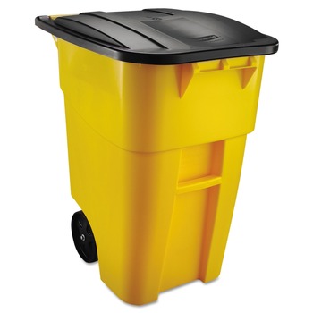 Rubbermaid 9W27YEL Brute 50-Gallon Square Plastic Rollout Container (Yellow) Rubbermaid 9W27YEL Brute 50-Gallon Square Plastic Rollout Container (Yellow)
