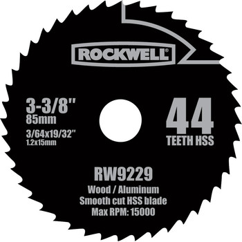 Rockwell RW9229 VersaCut 3-3/8 in. 44T HSS Circular Saw Blade Rockwell RW9229 VersaCut 3-3/8 in. 44T HSS Circular Saw Blade