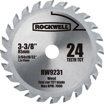 Rockwell RW9231 VersaCut 3-3/8 in. 24T Carbide-Tipped Circular Saw Blade Rockwell RW9231 VersaCut 3-3/8 in. 24T Carbide-Tipped Circular Saw Blade