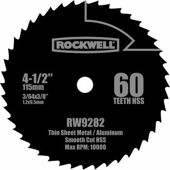 Rockwell RW9282 4-1/2 in. 60T HSS Compact Circular Saw Blade Rockwell RW9282 4-1/2 in. 60T HSS Compact Circular Saw Blade