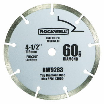 Rockwell RW9283 4-1/2 in. 60-Grit Diamond Compact Circular Saw Blade Rockwell RW9283 4-1/2 in. 60-Grit Diamond Compact Circular Saw Blade