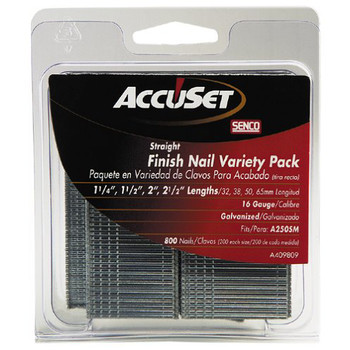 SENCO A409809 16-Gauge 1-1/4 in. - 2-1/2 in. Straight Strip Finish Nails Variety Pack (800-Pack) SENCO A409809 16-Gauge 1-1/4 in. - 2-1/2 in. Straight Strip Finish Nails Variety Pack (800-Pack)