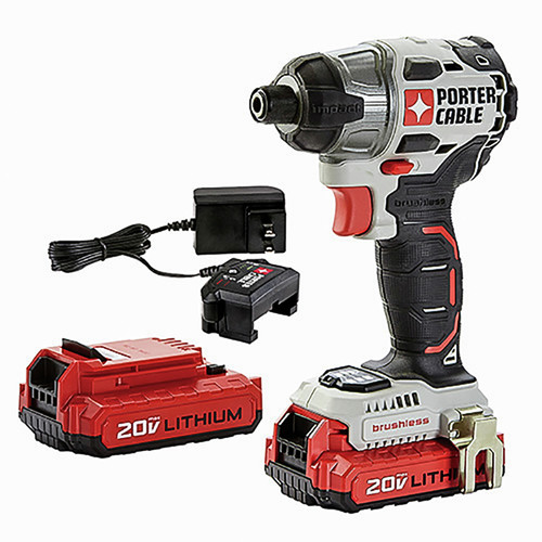 Porter-Cable PCCK647LB 20V MAX 1.5 Ah Cordless Lithium-Ion Brushless 1/4 in. Impact Driver Kit image number 0