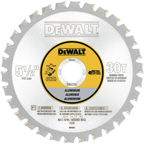 Dewalt DWA7760 5-1/2 in. 30T Aluminum Cutting Saw Blade image number 0
