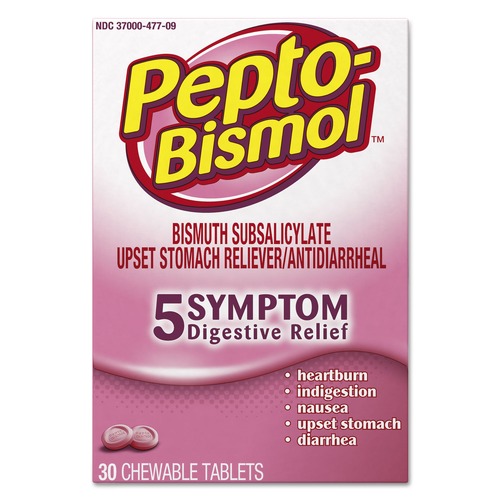 Medicine | Pepto-Bismol 03977 Chewable Tablets, Original Flavor, 30/box, 24 Box/carton image number 0