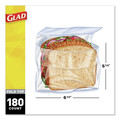 $99 and Under Sale | Glad 60771 Fold-Top Sandwich Bags, 6.5-in X 5.5-in, Clear, 180/box, 12 Boxes/carton image number 2