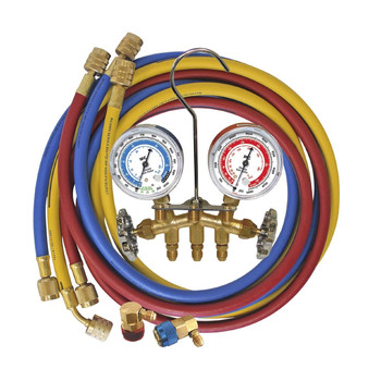 Mastercool 66661 Brass R134a Manifold Gauge Set with 3 Hoses