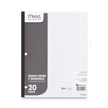 Mead 19010 8.5 in. x 11 in. 3 Hole 4 Quadrille Graphing Paper (12 Pads/Pack, 20 Sheets/Pad)