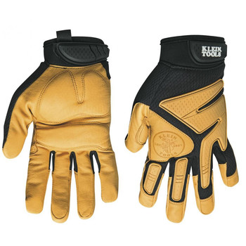 WORK GLOVES | Klein Tools 40221 Journeyman Leather Gloves - Large, Brown/Black
