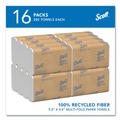 Cleaning & Janitorial Supplies | Scott 01807 Essential 9.2 in. x 9.4 in. 100% Recycled Fiber Multi-Fold Paper Towels - White (250-Piece/Pack, 16 Packs/Carton) image number 1