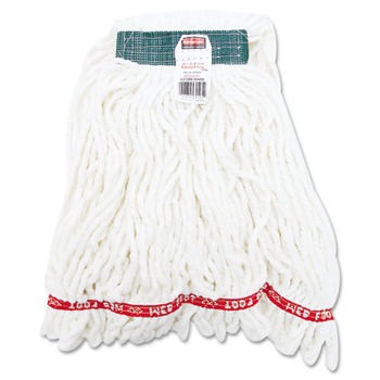 Rubbermaid Commercial FGA21206WH00 Web Foot Shrinkless Looped-End Cotton/Synthetic Wet Mop Heads - Medium, White