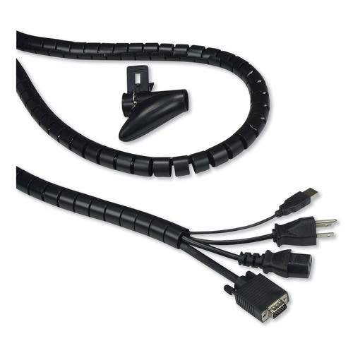 Innovera IVR39660 Cable Management Coiled Tube, 0.75-in Dia X 77.5-in Long, Black image number 0