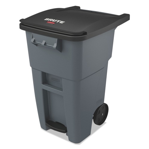 Waste Cans | Rubbermaid Commercial 1971956 50 gal. Step-On Rollout Container - Gray image number 0