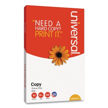 Universal UNV28110RM 92 Brightness 11 in. x 17 in. Copy Paper - White (500 Sheets/Ream)