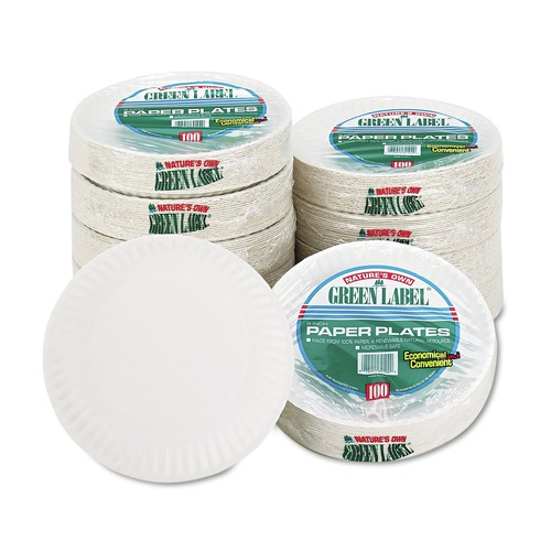 Bowls and Plates | AJM Packaging Corporation 10100 9 in. dia. Paper Plates - White (10-Packs/Carton) image number 0