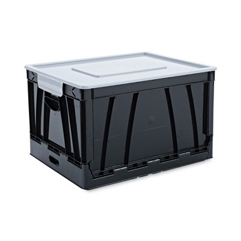 BOXES AND BINS | Universal UNV40010 17.25 in. x 14.25 in. x 10.5 in. Letter/Legal Files, Collapsible Crate - Black/Gray (2/Pack)