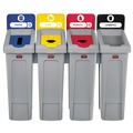 Waste Cans | Rubbermaid Commercial 2007919 Slim Jim 92 gal. 4 Stream Landfill/Paper/Plastic/Cans Recycling Station Kit - Gray image number 1
