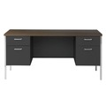 Office Desks & Workstations | Alera ALESD6024BM 60 in. x 24 in. x 29.5 in. Double Pedestal Steel Credenza Desk - Mocha/Black image number 2