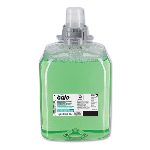 GOJO Industries 5263-02 Green Certified Foam Hair & Body Wash, Cucumber Melon, 2000 mL Refill (2/Carton) image number 0