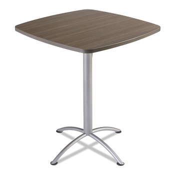 Iceberg 69757 iLand 36 in. x 36 in. x 42 in., Bistro-Height, Square Top, Contoured Edges - Natural Teak/Silver