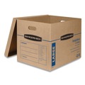 Bankers Box 7718201 SmoothMove Classic 21 in. x 17 in. x 17 in. Half Slotted Container Moving and Storage Boxes - Large, Brown Kraft/Blue (5/Carton) image number 1