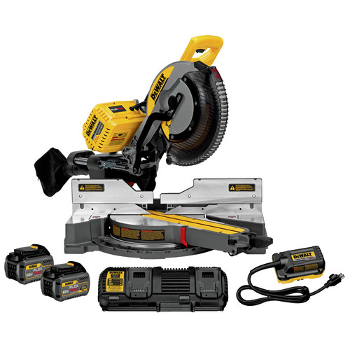 Dewalt DHS790AT2 120V MAX FlexVolt Cordless Lithium-Ion 12 in. Dual Bevel Sliding Compound Miter Saw Kit with Batteries and Adapter